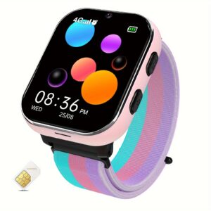 4G Kids Smartwatch Phone - Smart Watch For Kids Boys Girls Age 4-12, HD Touch Screen Watches With SOS Video Camera Music Games Alarm Learning Cards Kids Watch Toy Birthday Teen(Includes SIM Card)