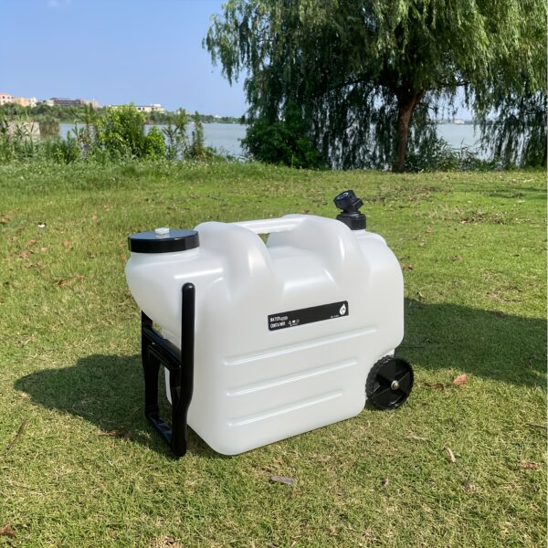 [Portable Water Bucket] 7.4 Gal Portable Water Bucket with Wheels & Pull Rods | Large Capacity PE Square Container, Olive Green with Black Wheels for Camping, Hiking, and Picnics | Outdoor Water Transport, Transportable Water Storage, Durable PE Material - Image 3