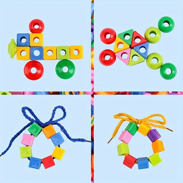 28/44pcs Beads with String,, Educational Bead Stringing Toys - Shape And Color Classification, Fine Motor Skills, Hands-On Ability Development Set, with Stringing String And Storage Bag, Ideal Building Block Toy Gift - Image 11