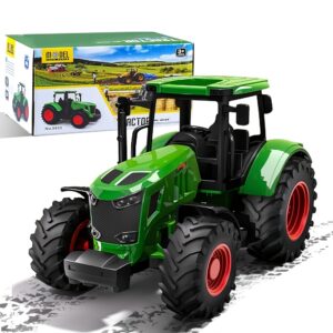 Youngsters' Green Tractor Toy - Realistic Farm Vehicle with Push-and-Go Action, Durable ABS Body, Ideal for Birthday and Holiday Gifts, Interactive Playtime|Detailed Toy Tractor|Manual Operation Toy