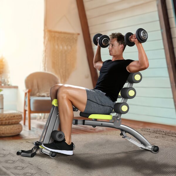 WONDER CORE 2 Total Gym Machine - Adjustable Ab Machine for Stomach Workout, Sit-Up Bench & Ab Lounger Exercise Chair, Home Gym Equipment with Green & Yellow Design, Compact Space-Saving Fitness Chair for Core Training, Multifunctional Fitness, Sleek Workout Equipment, Padded Comfort - Image 6