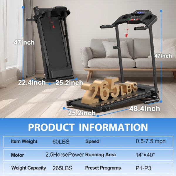 [FYC Portable Treadmill] 2.5HP FYC Foldable Portable Treadmill - Electric Motorized Running Machine with Heart Rate Sensor for Home Gym - Image 10