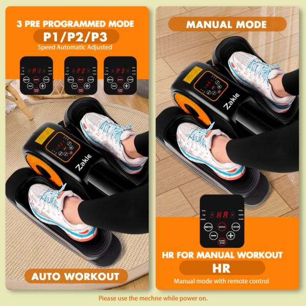 Zakle Under Desk Elliptical Machine, Elliptical Leg Exerciser W/Remote Control & 12 Adjustable Speeds, No-Installation Electric Seated Pedal Exerciser, Elliptical Training Machine 02, Without Battery - Image 6