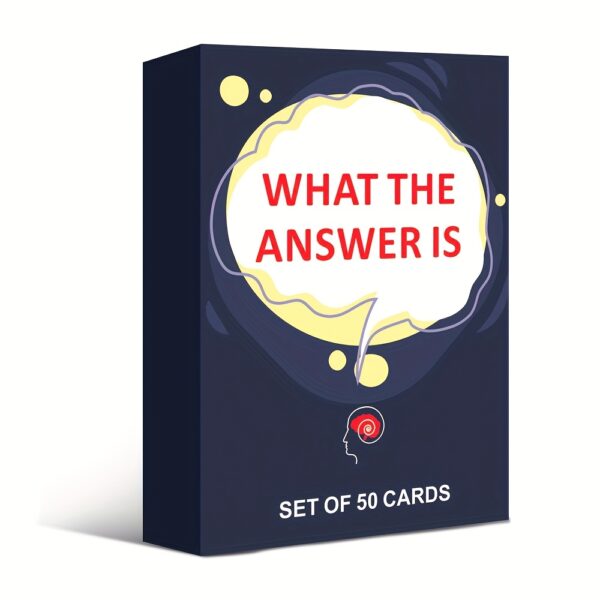 50-Card Party Puzzle Game - "What's The Answer?" Interactive Q&A for Adults, Ideal for Game Night, Holiday Gifts | Humorous Descriptive Illustrations, Party Card Game | Bold Typography | Cardboard Construction - Image 7