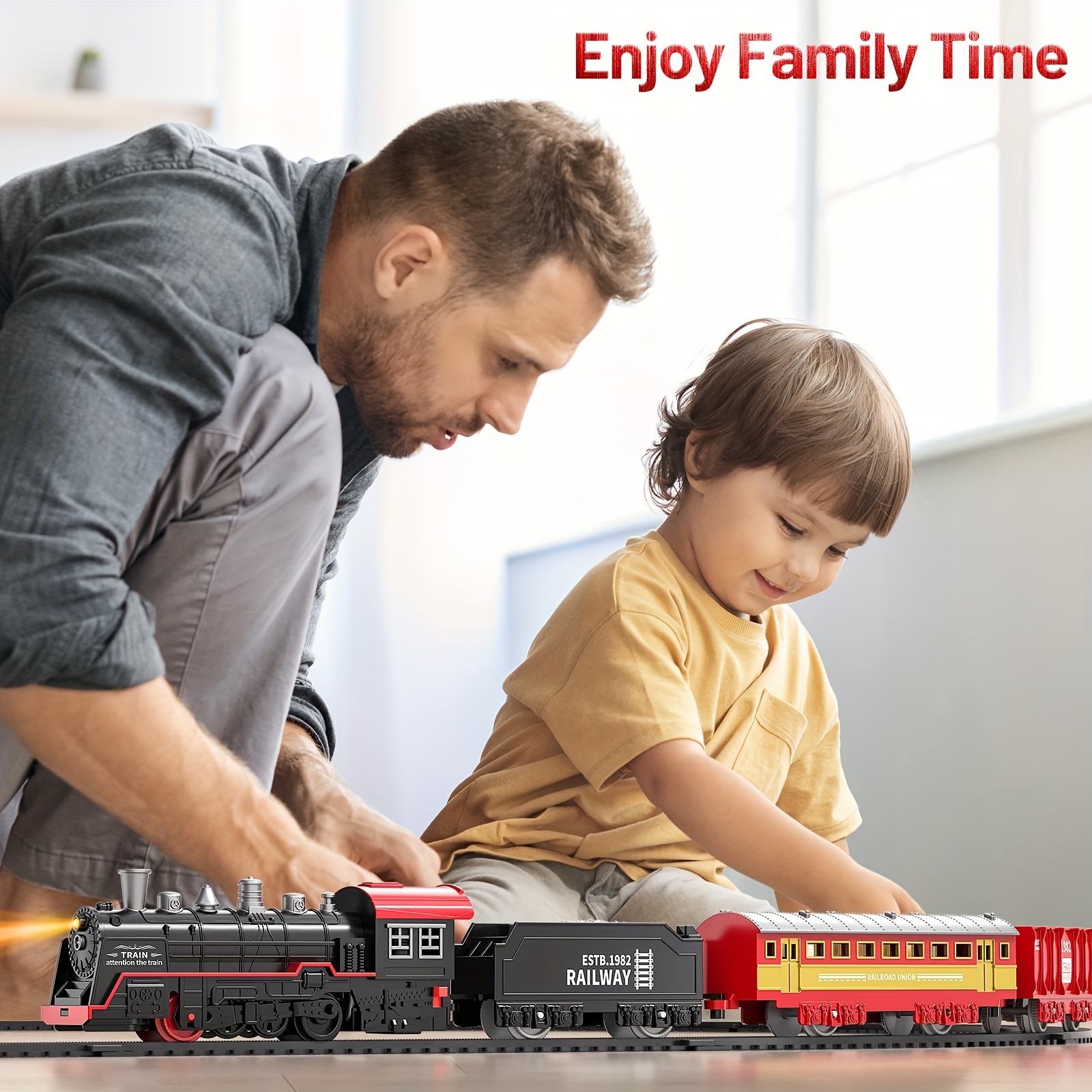 Train Toys Set, Electric Train Set W/Light & Sounds, Kids Toys For Ages 4-8, Locomotive Engine, Cargo Cars & Tracks For Birthday Gift For 3 -10+ Year Old Boys Girls - Image 6