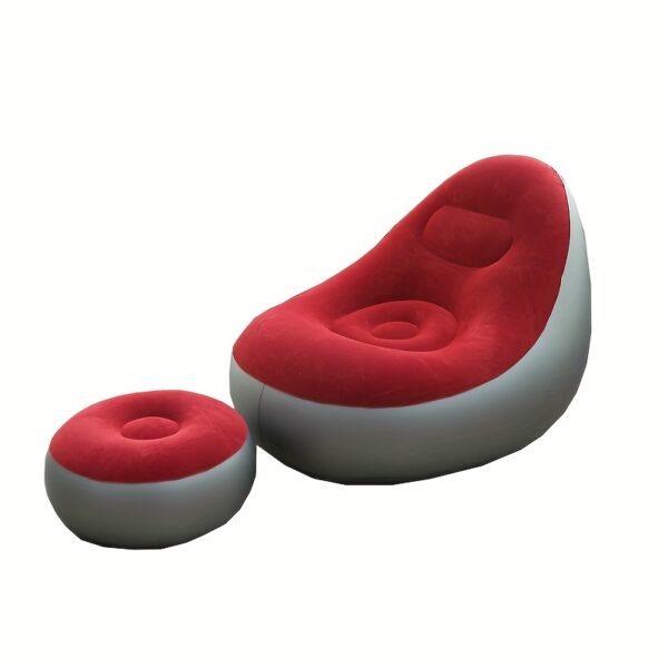 [Inflatable Sofa] 1pc Portable Inflatable Plush Sofa Lounger | Foldable with Footrest, Outdoor Recliner Chair for Camping Use - Image 7