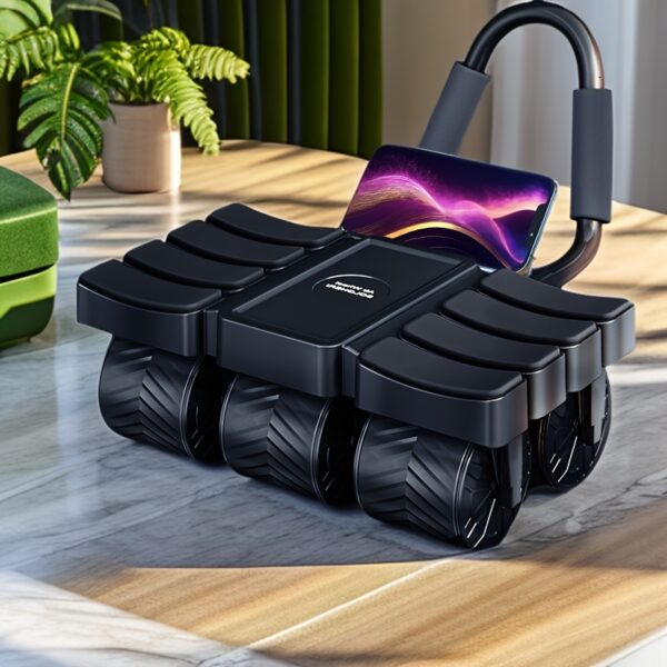 [Automatic Rebound Fitness Roller] Six-Wheel Ab Roller with Arm Support - Automatic Rebound Fitness Equipment for Core Strength - Black PP Material, Indoor Home Use - Image 3
