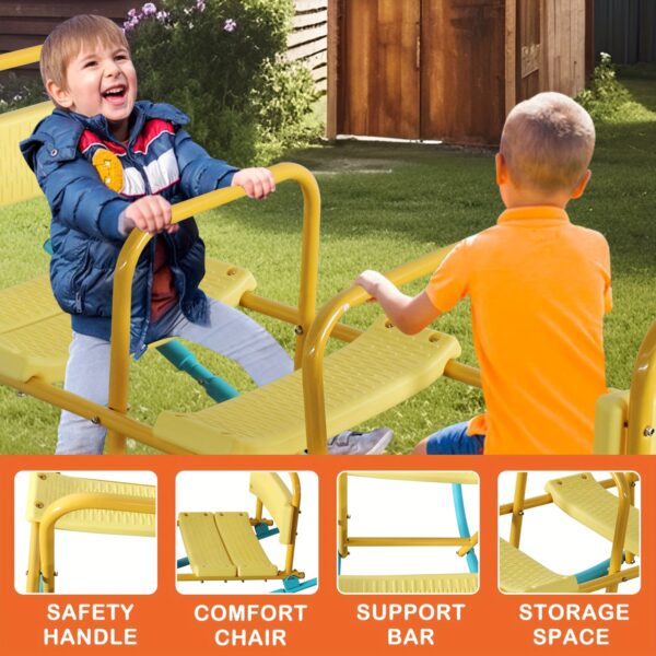 2-in-1 Metal Seesaw Toy with Easy-to-Hold Handles - Vibrant Yellow & Blue Indoor/Outdoor Play Equipment for Family Backyard, Kindergarten, Holiday Gifts (Stainless Steel), Seesaw Toy, Playful Design, Durable Construction - Image 5