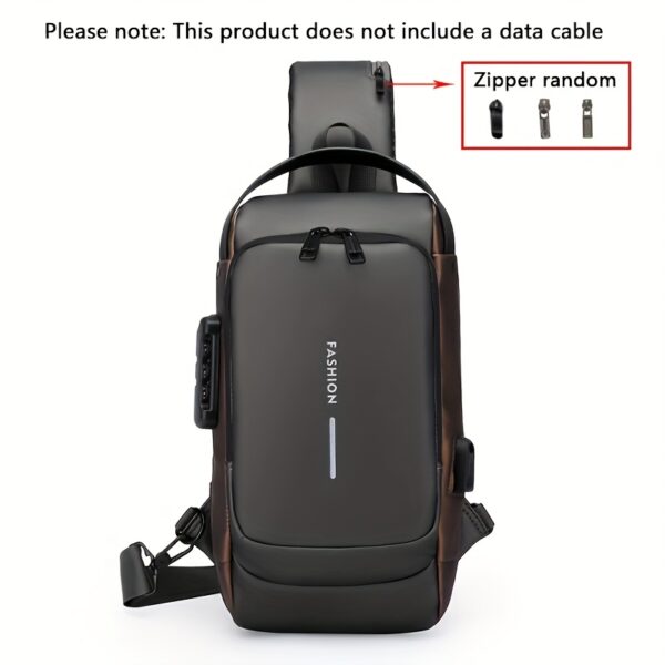 [Anti-Theft Backpack] High-Capacity Adjustable Crossbody Backpack | Men's, Anti-Theft Password Lock, Durable Fabric, Multi-Compartment Design, Secure Zipper Closure, Secure Travel Bag - Black - Image 7
