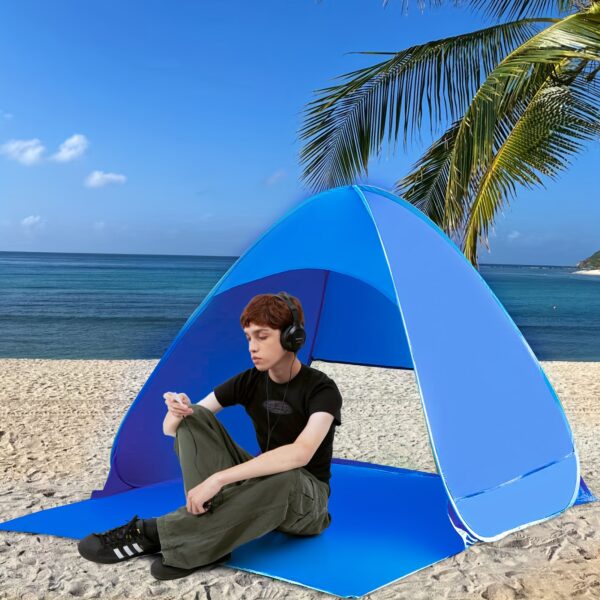 [Large Beach Tent] Large 4-Person Pop-Up Beach Tent | Spacious Interior, Compact Foldable Design & Carry Bag - Lightweight All-Season Family Tent for Camping, Picnics, Travel - Image 14