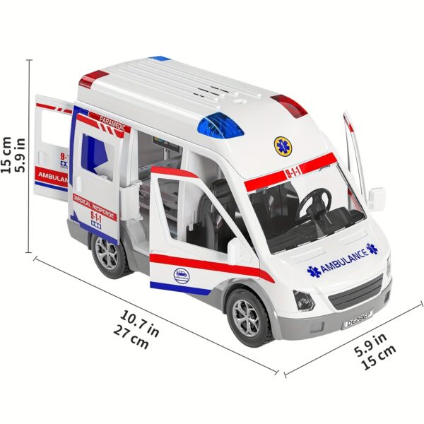 Ambulance Cars Toy For Kids 3 4 5 6 7 8 Years Old Friction Powered Truck With Light And Sound Emergency Vehicle Toy For Boys Girls Gifts For Age 3-12 Boys Girls Educational Toys For Children - Image 7