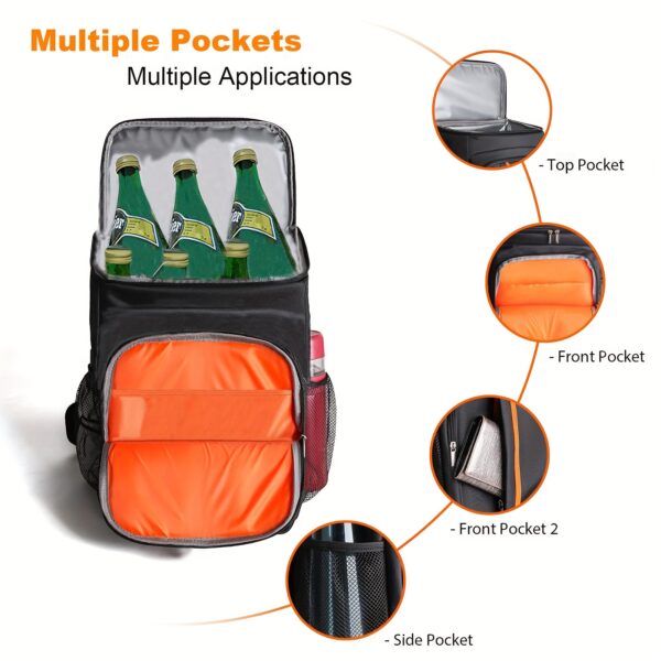 Insulated Picnic Backpack - Leak-Proof, Thickened Cooler Bag for 30 Cans, Portable Lunch Box with Neoprene Lining, Ideal for Travel, Beach, Outdoor Camping, and Picnics, Non-Food Contact, Durable Polyester, Travel Cooler Bag, Suitable for All Seasons - Image 7