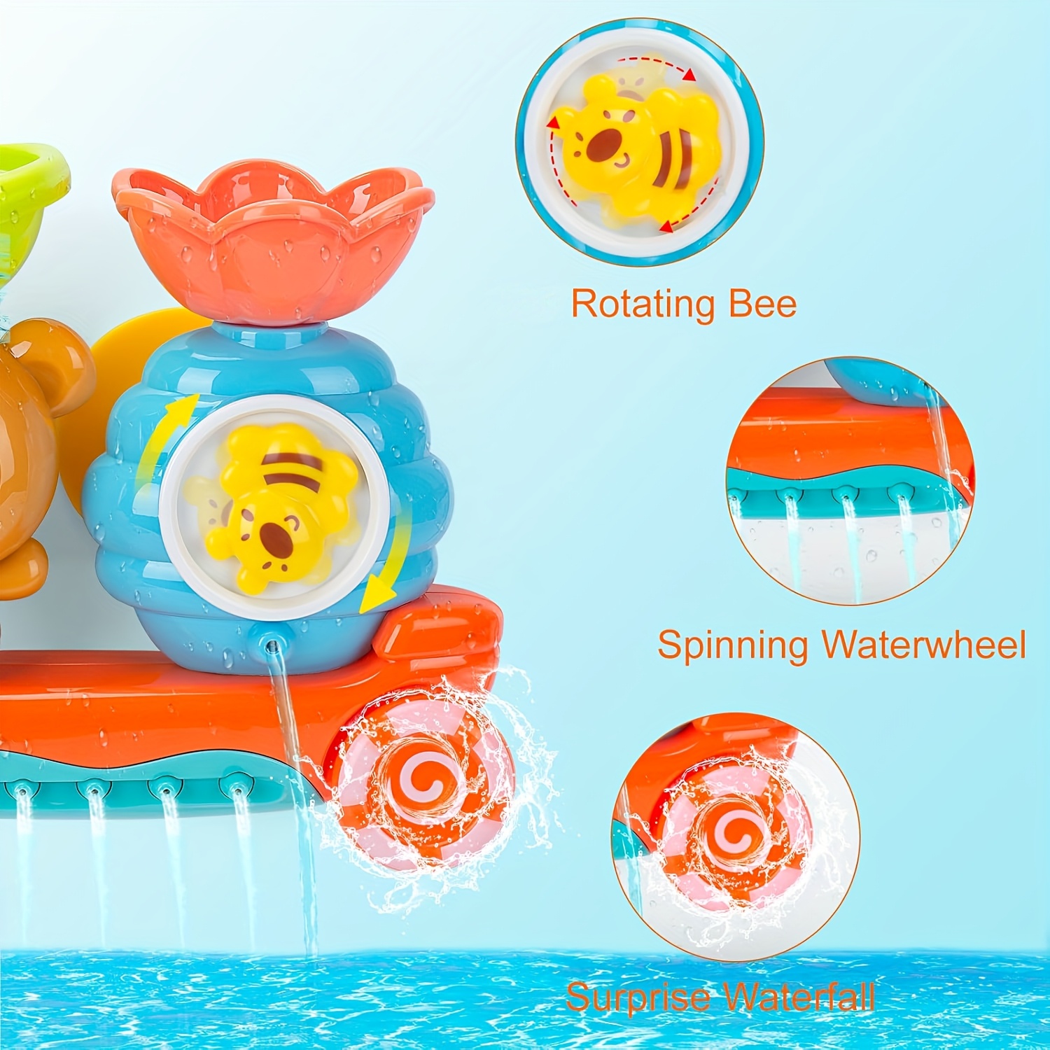 Baby Bath Toy with Two Strong Suction Cups, Kids Bathtub Water Play Bear Boat Toy for Boys and Girls, Ideal Gift for Infants and Toddlers Learning to Shower - Image 5