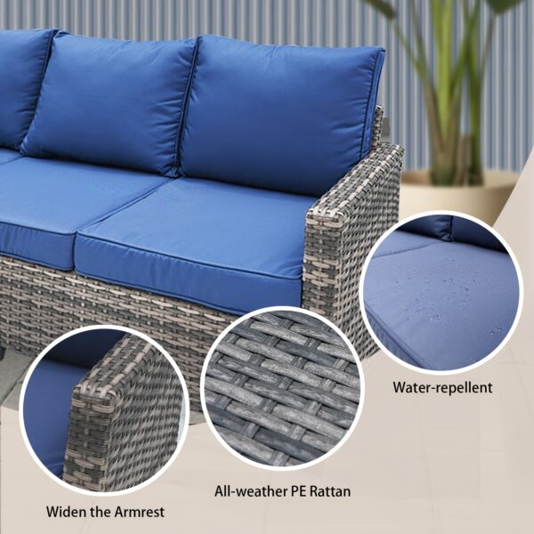 [FOHO Patio] FOHO 1 Set Waterproof Rattan Patio Furniture | Soft Cushions, Light-Resistant Metal And Plastic Frame - No Power Needed, Ideal for Indoor/Outdoor Use - Image 11