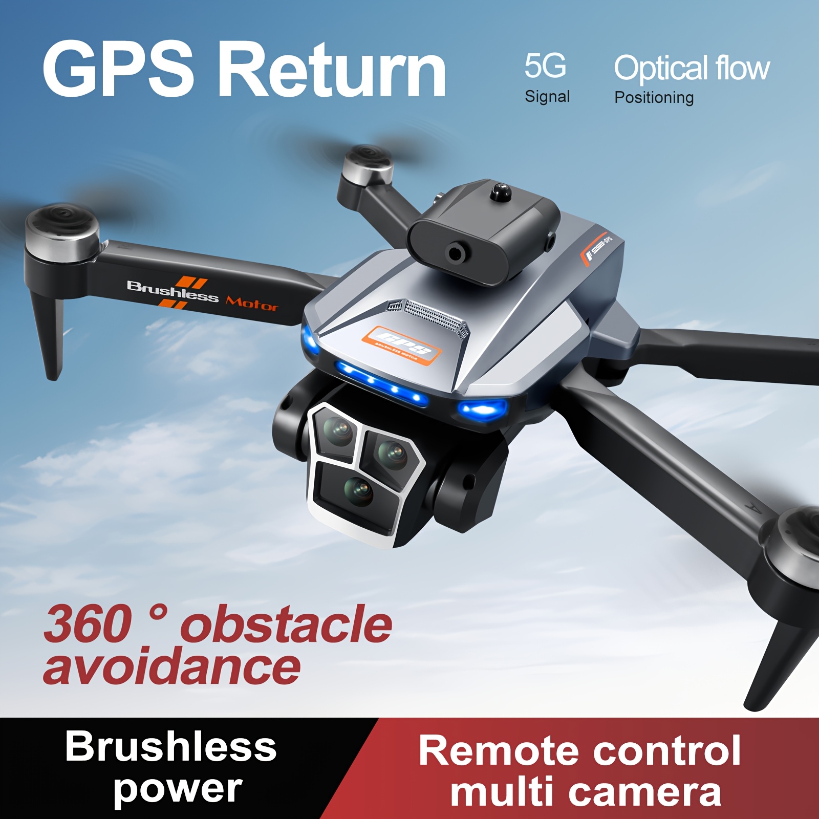 GPS Drone With 4K Camera For Adults Beginner, 42Min Flight Time 2 Batteries, Optical Flow, 5G Transmission Foldable FPV RC Quadcopter Brushless Motors, No Obstacle Avoidance, GPS Auto Return Home, Intelligent Follow Me Christmas Halloween Gifts