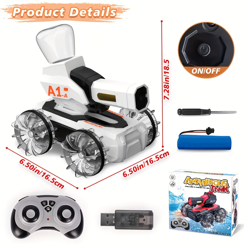 A Super Cool Remote Control Battle Car Amphibious Shooting Tank Waterproof Water Electric Toy Suitable for Children to Fight And Play Rotating Off-road Climbing Car - Image 5