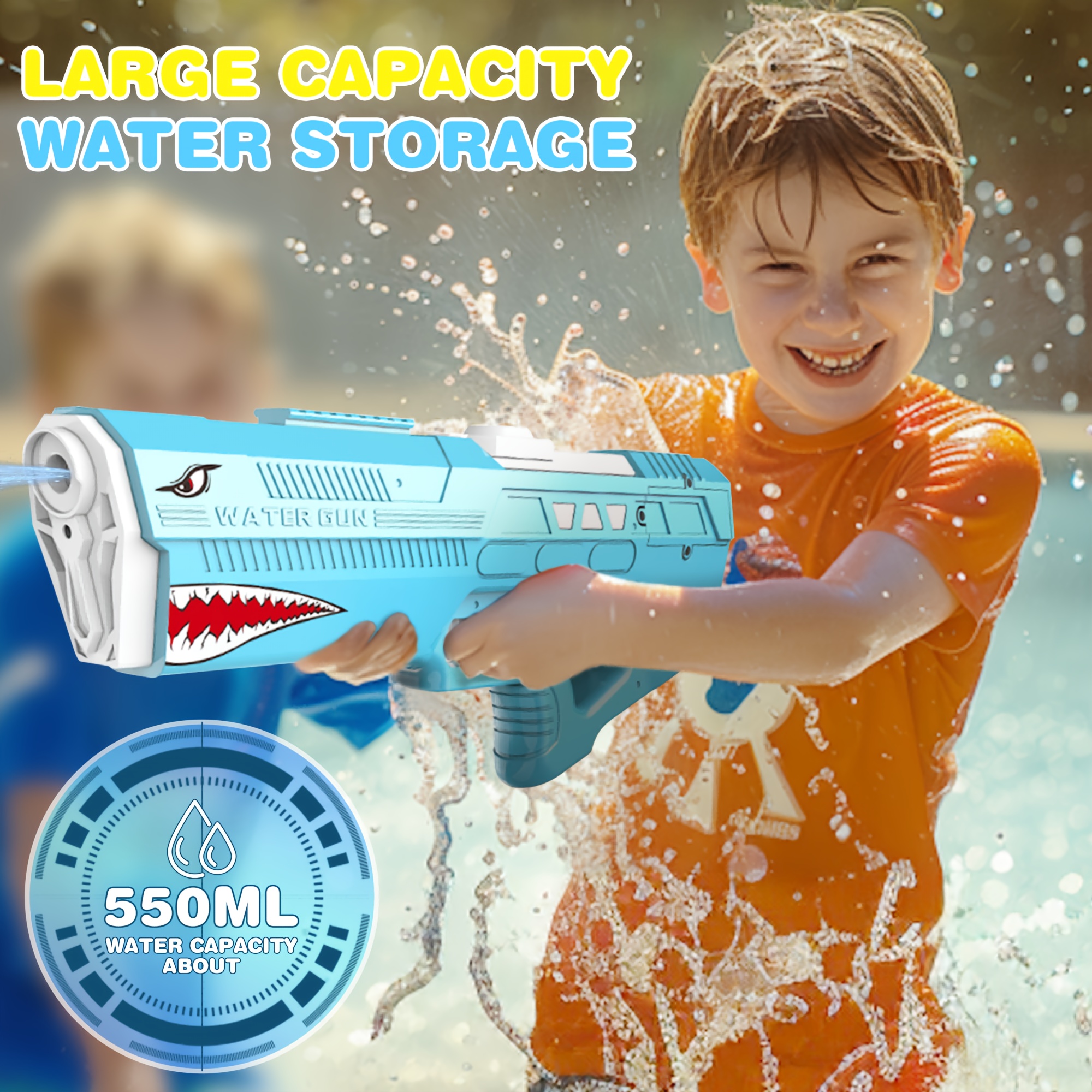 Large Capacity Shark Shaped Electric Water Gun, rechargeable-Aquatic Toys for Beach and Pool, Great for Adults and Youngsters in Summer and Outdoor, Ideal for easter And Birthday Gifts