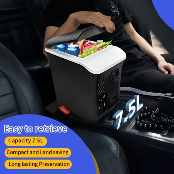 [Portable Car Fridge] Portable 12V Car Refrigerator | 1 Door Mini Fridge for Outdoor, Camping, RV, Truck - Black, 1-10L Capacity, Semiconductor Technology, Durable Construction - Image 5