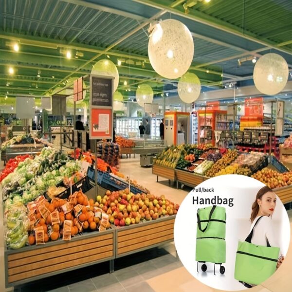 Portable Net Red Buying Bag Small Trolley Trailer Shopping Cart with Wheels Foldable Lightweight Express Home Take Bag - Image 5