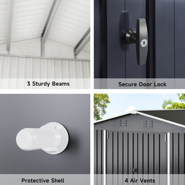 [Black Metal Storage Shed] 10 x 14ft Black Metal Outdoor Storage Shed - Durable & Weatherproof Tool Shed for Backyard, Garden, or Patio - Ample Storage & Perfect Gift for Boyfriend or Husband - Image 7