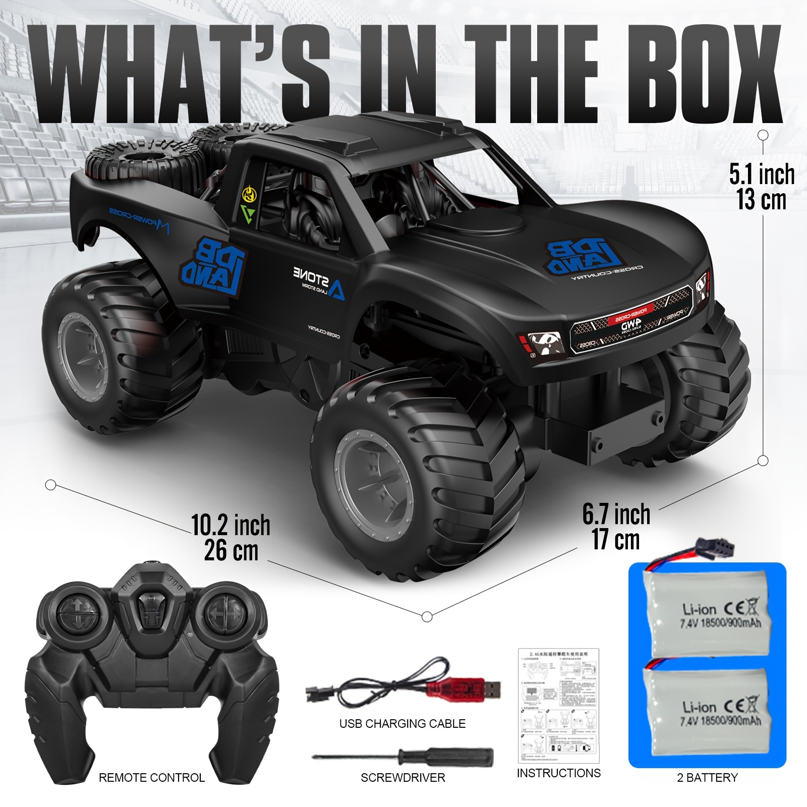 Amphibious RC Monster Truck - 1:16 Scale, 4WD Off-Road Capability,, Includes 2 Rechargeable Batteries, Durable Plastic Body, Ideal Gift for Boys Ages 4-7, Outdoor Play Vehicle|Sporty Design|Rechargeable Toy, NIHO TECH - Image 6