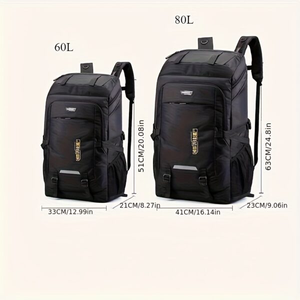 YOBENKI Large Capacity Travel Backpack with Laptop Compartment, Adjustable Shoulder Straps, Lightweight Polyester Lining for Hiking, Camping, Business & Daily Use - Black, Backpack for Travel, Camping Gear, Sleek Design, Secure Zipper Closure - Image 2
