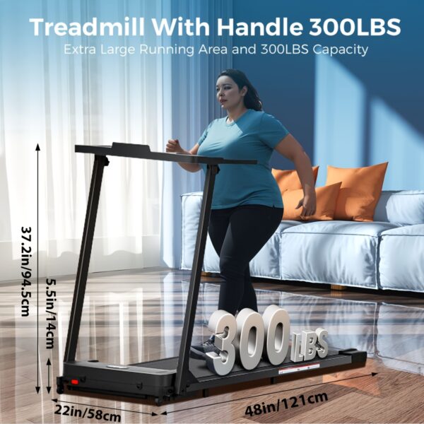 [Portable Treadmill] 3.0HP Foldable Portable Home Treadmill | Load-bearing 300 LBS, Small Home Office Walking Treadmill, Armrest, LED Display, Walking Jog, Plug-in - Image 8