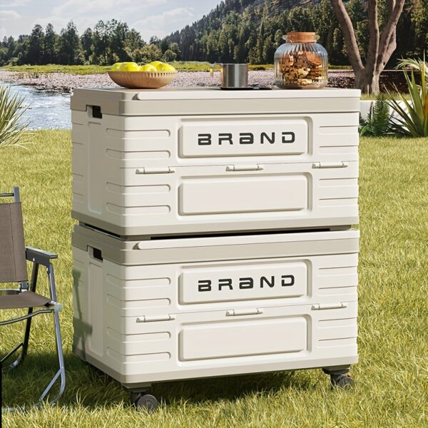 ZHOHO TANT 17.44gal Foldable Outdoor Storage Box with 360° Swivel Wheels & Handle, Durable Plastic Portable Crate for Camping, Shopping, Picnics - Multi-Purpose Space-Saving Design, Camping Storage, Picnic Essentials Carrier, Box,Cabinet,Rack for Outdoor Storage - Image 2