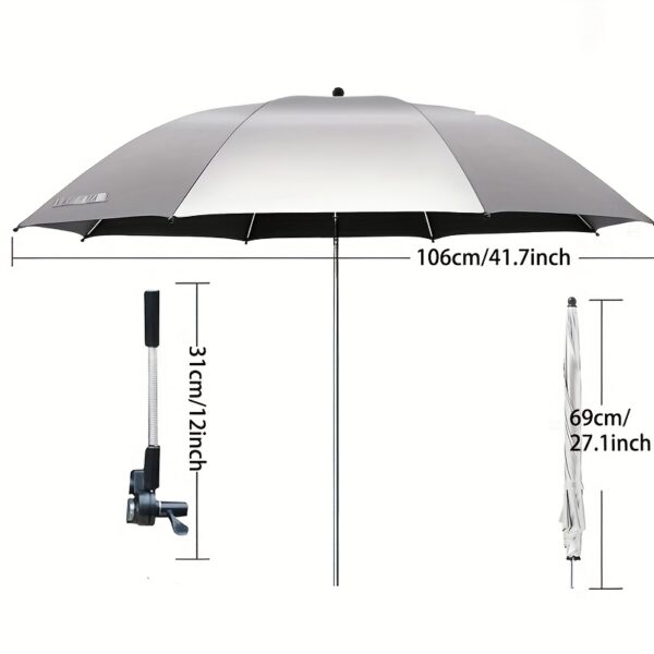 [Portable Umbrella] Adjustable Heat-Resistant Portable Outdoor Umbrella with Clip | Suitable for Camping, Beach Chairs, Golf Carts, Wheelchairs, Patio Seating, Manual Operation - Image 7