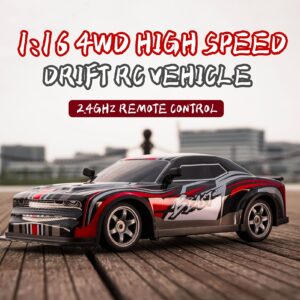 4WD High Speed Off Road RC Car, 1:16 Full Scale Vehicle, 25 KM/H, 2 Set Of Speed And Drift Tyres, 2.4Ghz Remote Control, Support Multiple Trucks Racing Together, All Terrain Application, LED Headlight
