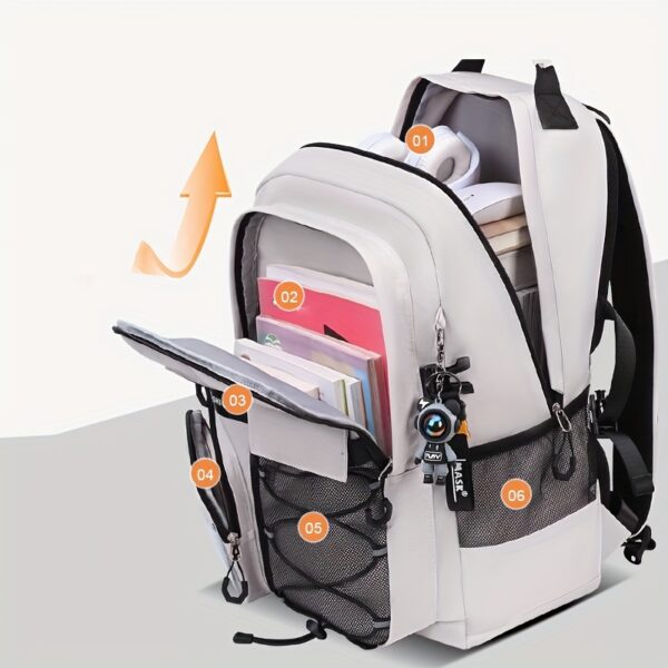 [Nylon Casual Backpack] Durable Nylon Casual Backpack - Large Capacity, Spine Protection, Zipper Closure - Hand Wash, for High School Middle School - Image 4