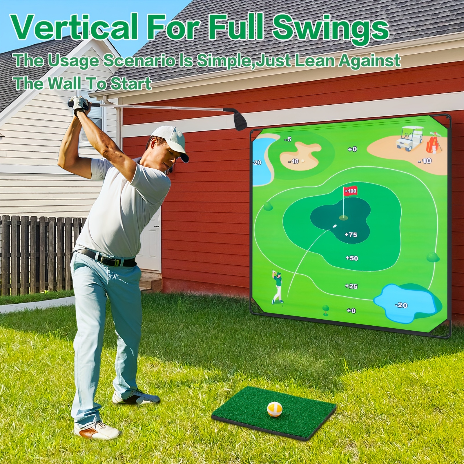 70"x70" Portable Golf Chipping Game Set for Indoor, Outdoor Backyard & Lawn Games, Easy Setup Family Golf Gifts - Image 4