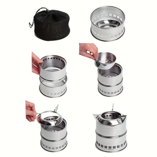 A Mini Portable Camping Stove for Outdoor Adventures: Compact, Made of Stainless Steel, And Designed for Burning Wood - Perfect for Your Next Adventure! - Image 2