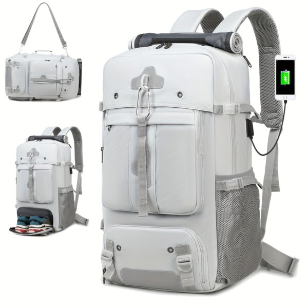 [Durable Hiking Backpack] Durable 50L High-Capacity Hiking Backpack with Shoe Compartment | USB-Powered, Adjustable Straps - Ideal for Outdoor Camping, Back-to-School Season, Backpack for Travel
