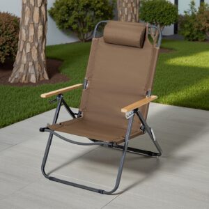 Garden, Lawn & Gardening > Outdoor Furniture > Garden Set > Adjustable Folding Lounge Chair for Outdoor Patio Leisure, Camping, Hiking Metal Chairs, No Assembly Required, Space-Saving with Medium and Large Sizes, Four-Position Adjustable Folding Lounger