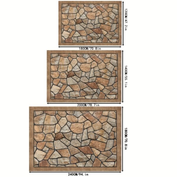[1pc Autumn Polyester Mat] 1pc 850g/0.8cm Thick Machine Washable Polyester Autumn New Product Simulation Stone Road Texture Large Outdoor Patio Garden Mat - Image 4
