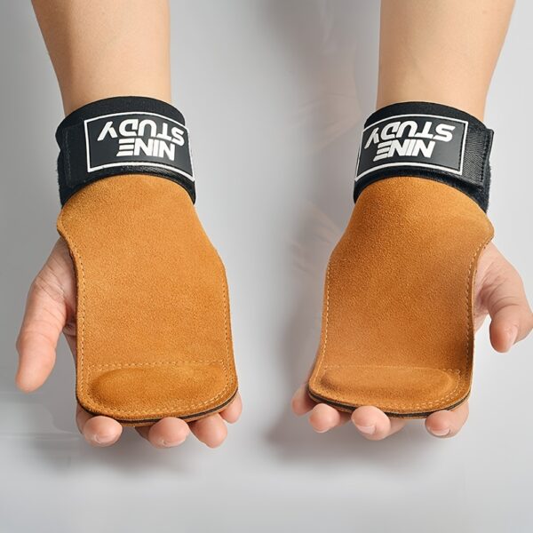 [Durable Fitness Gloves] 2pcs Durable Fitness Training Gloves with Enhanced Grip & Wrist Support | Adjustable Straps for Weightlifting, Pull-Ups, Gym & Outdoor Workouts - Unisex Design (Brown/Black), Gym Accessories, Pullup Enhancement, Sleek Wristband, Quality Construction - Image 8
