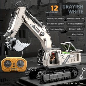 Remote Control Excavator Toy, Construction Truck with Metal Shovel and Light, Sound Simulation Mini Digging Machine Building Toy, Suitable for Christmas and Birthday Gifts for Boys and Girls