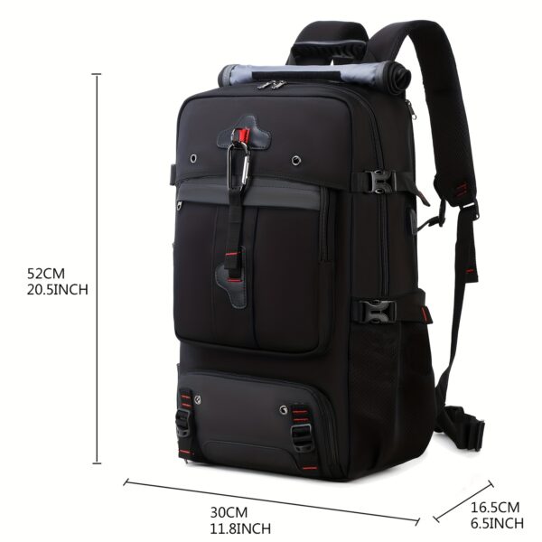 [Durable Hiking Backpack] Durable 50L High-Capacity Hiking Backpack with Shoe Compartment | USB-Powered, Adjustable Straps - Ideal for Outdoor Camping, Back-to-School Season, Backpack for Travel - Image 3
