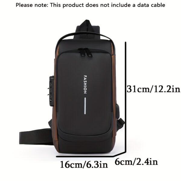 [Anti-Theft Backpack] High-Capacity Adjustable Crossbody Backpack | Men's, Anti-Theft Password Lock, Durable Fabric, Multi-Compartment Design, Secure Zipper Closure, Secure Travel Bag - Black - Image 4