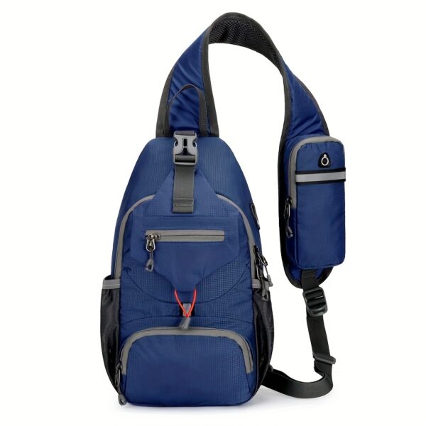 [Multi-Functional Crossbody Bag] Multi-Functional OGEHUAFEE Women's Lightweight Crossbody Bag | Adjustable Chest Pack with Multiple Compartments, Durable Nylon for Outdoor Travel, Hiking & Daily Use, Sporty Design Black/Blue/Army Green, Fashionable Accessory, Bungee Cord Attachment - Image 5