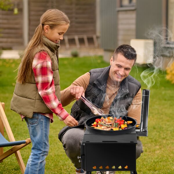 [Wood Stove] Portable Wood Burning Stove | Camping Wood Stove, Outdoor Tent Stove With Stainless Chimney Pipes, Tent Stove Jack & Gloves For Outdoor Camping Cooking And Heating (Black) - Image 4