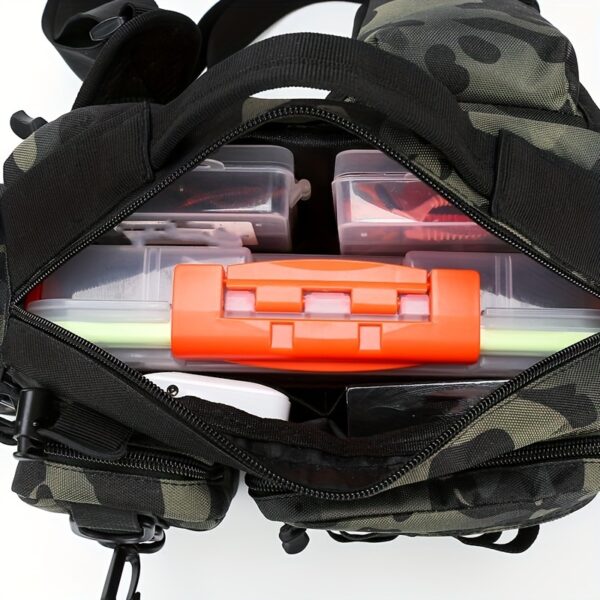 [Camouflage Fishing Backpack] Camouflage Multi-Functional Fishing Backpack | Nylon Fishing Tackle Box Bag with Adjustable Strap, Suitable for Fishing, Hiking, Camping - Single Shoulder Crossbody Tactical Bags with Lace-Up Detail - Image 12