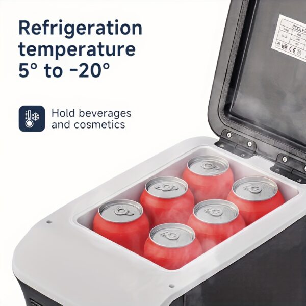 [Portable Car Fridge] Portable 12V Car Refrigerator | 1 Door Mini Fridge for Outdoor, Camping, RV, Truck - Black, 1-10L Capacity, Semiconductor Technology, Durable Construction - Image 6