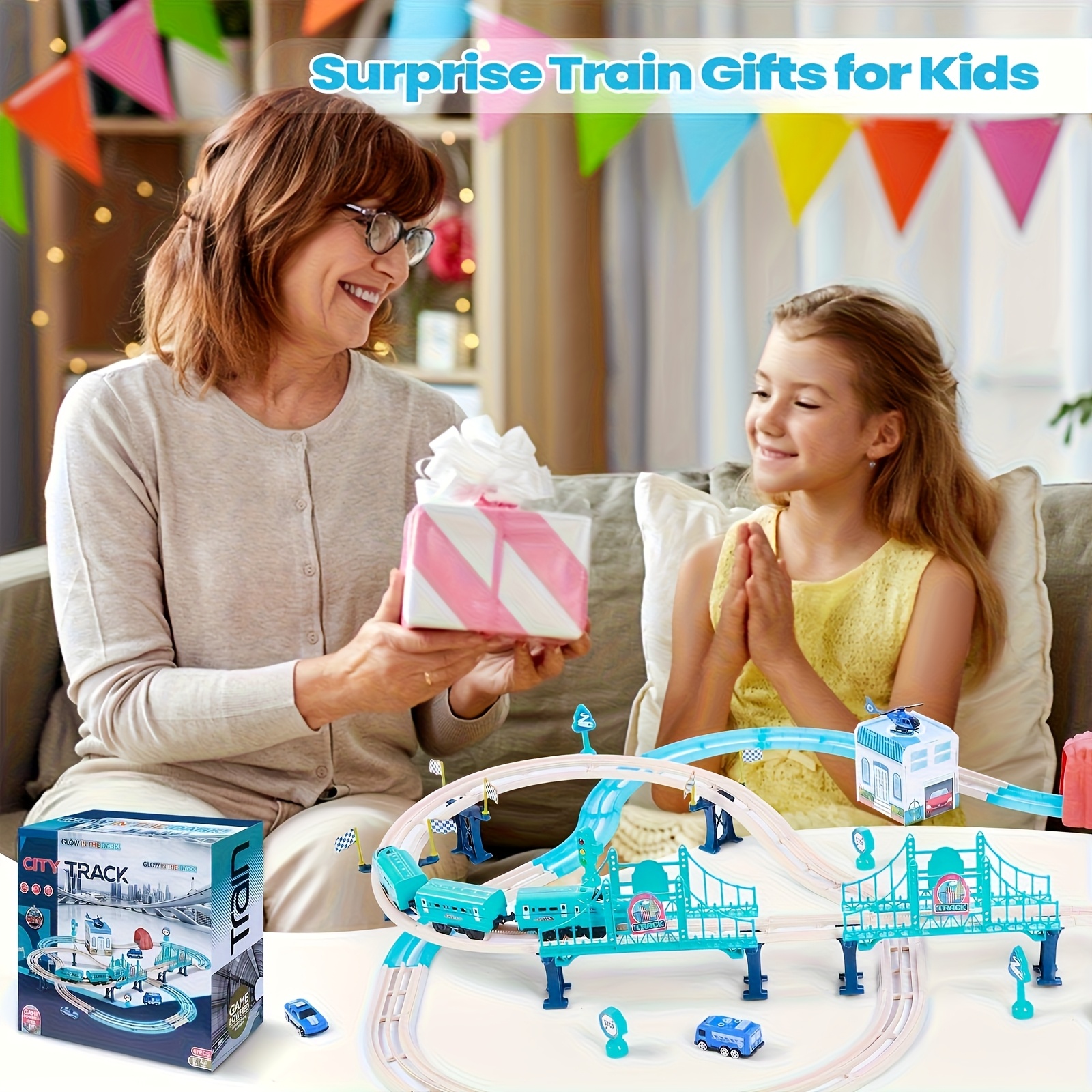 Electric Train Set, Track Head, Passenger Car, Glow-in-the-dark Track, Lights And Sounds Transformable DIY Train Set for Kids Over 3 Years Old Birthday Halloween, Christmas Gifts, Best for Christmas - Image 9