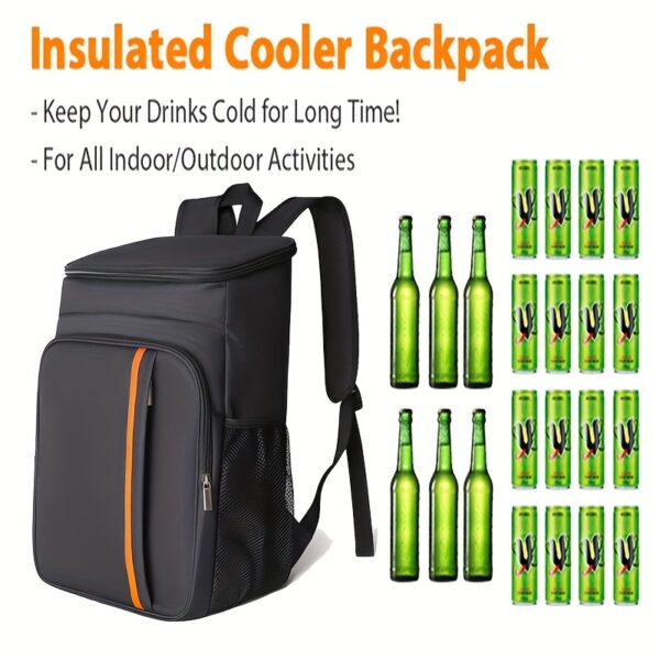 Insulated Picnic Backpack - Leak-Proof, Thickened Cooler Bag for 30 Cans, Portable Lunch Box with Neoprene Lining, Ideal for Travel, Beach, Outdoor Camping, and Picnics, Non-Food Contact, Durable Polyester, Travel Cooler Bag, Suitable for All Seasons - Image 9