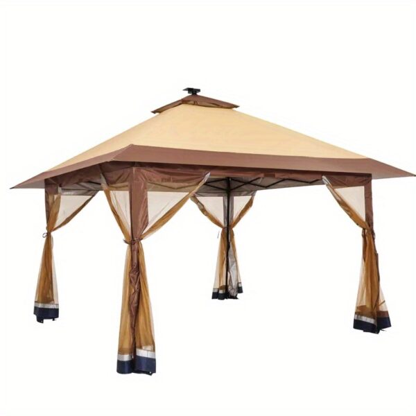 13x13ft Instant Pop-Up Gazebo with Mosquito Net & Double Roof, Adjustable Height UV-Resistant Canopy Tent, Red & Light Gray Outdoor Shelter for Patio, Backyard, Camping, Garden, Outdoor Tent Canopy, Patio Shelter, Elegant Patio Cover, Outdoor Canopy, Foldable Gazebo, Lightweight Tent, Outdoor Shade, Outdoor Enthusiasts - Image 5