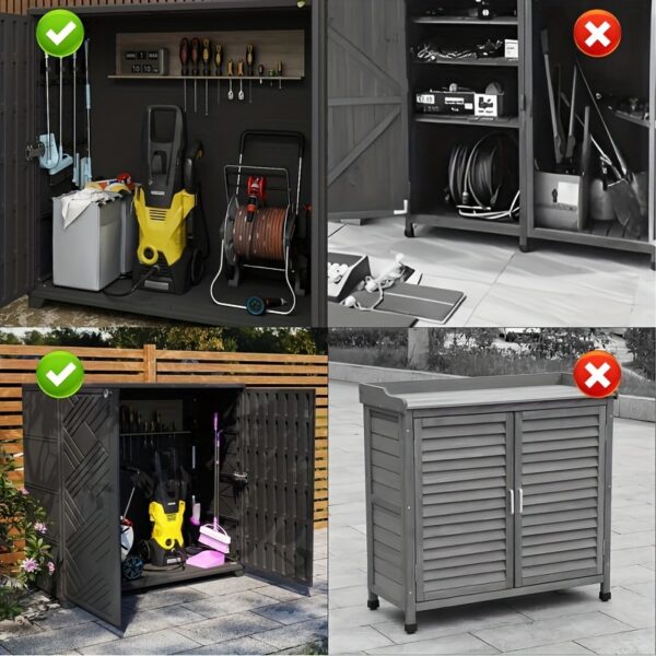 [Plastic Storage Cabinet] TARKARI Indoor Outdoor Plastic Storage Cabinet 34 "x15 "x34" With 1 Shelf, Outdoor Storage Shed For Living Room, Hallway, Balcony, Garage, Garden, Black/White - Image 8