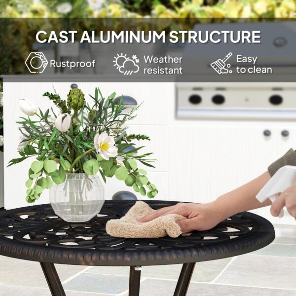 Outdoor Patio Bar Table and Chair Set, Cast Aluminum Pub Furniture, Suitable for Garden, Balcony, Terrace, Red Copper Outdoor Patio Coffee Table and Chairs, Premium Metal Frame Patio Furniture, Ideal for Porch, Poolside, Balcony, Garden, Patio, Patio Furniture Sets - Image 10