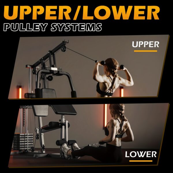 100LBS Weight Stack Home Gym Station, All In One Workout Machine For Full Body Strength Training, Multifunctional Home Gym System - Image 2